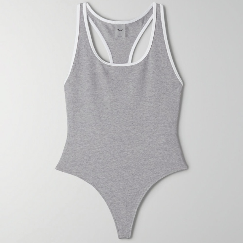 ARITZIA TNA Bedford Bodysuit IN M Grey/White